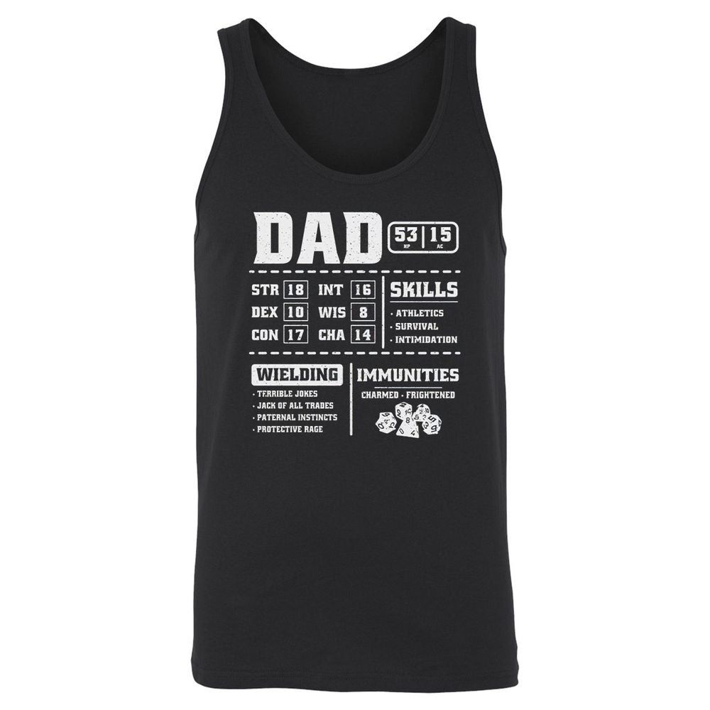 Dad Stat Block 2 Unisex Jersey Tank - Black - 1