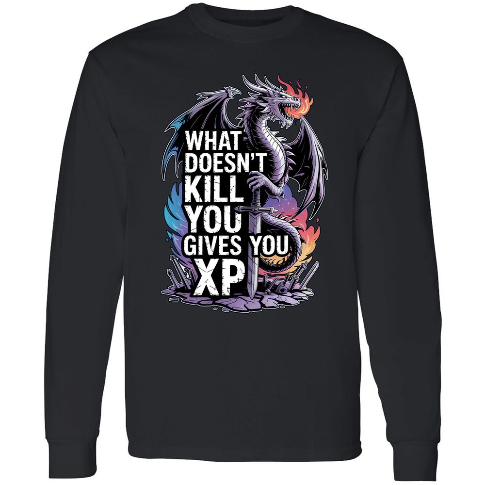What Doesn't Kill You Dragon Long Sleeve T-Shirt - Black - 1