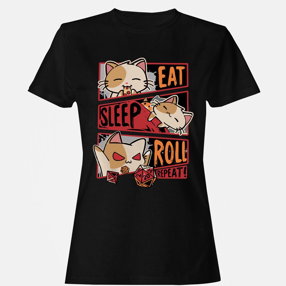 Eat Sleep Roll Repeat Women's T-Shirt - Black - 1