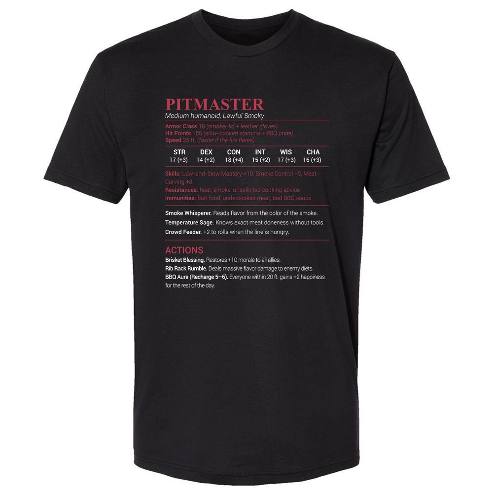 Pitmaster Stats Premium Unisex T-Shirt - Black - 1
