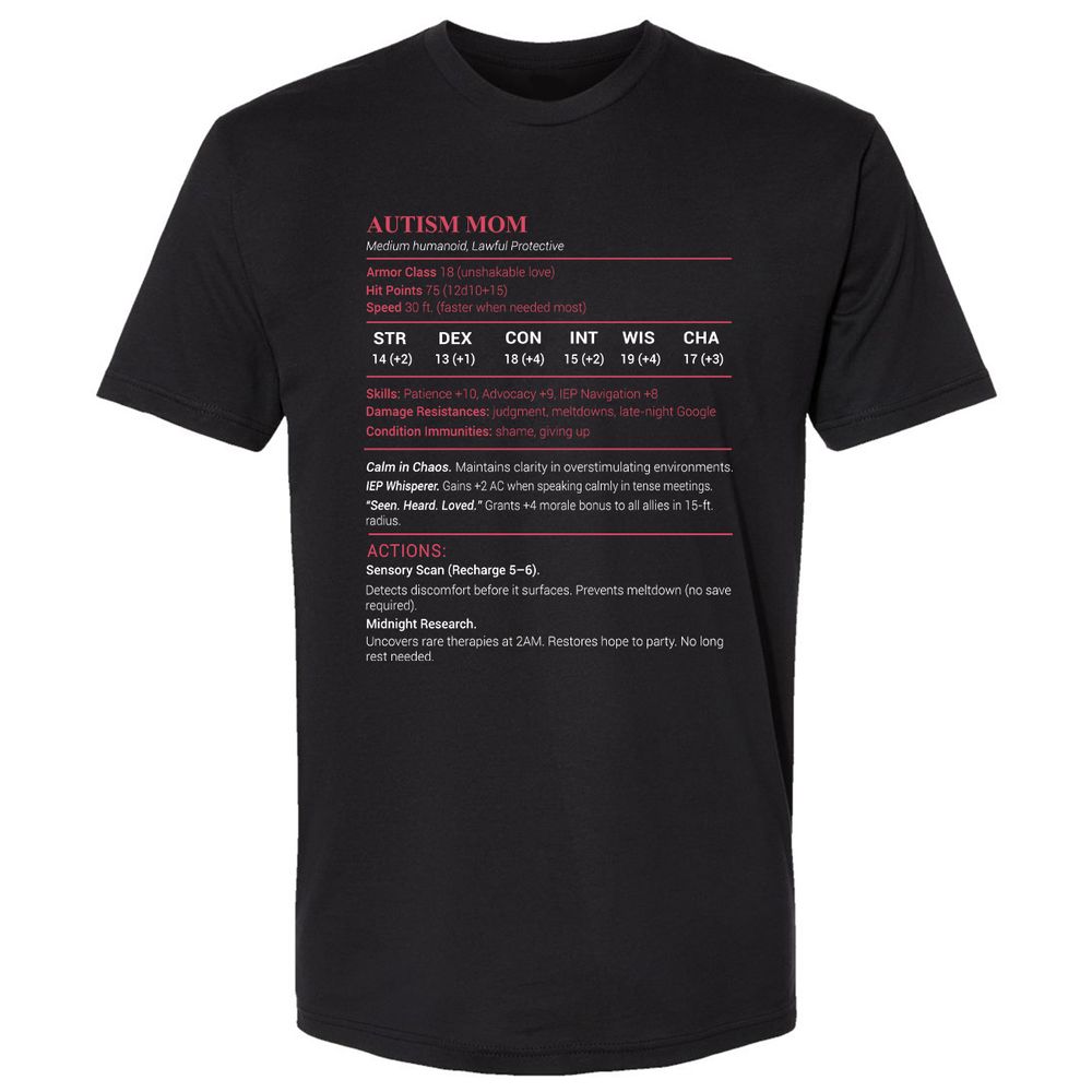 Autism Mom Stats Premium Unisex T-Shirt - Black - 1