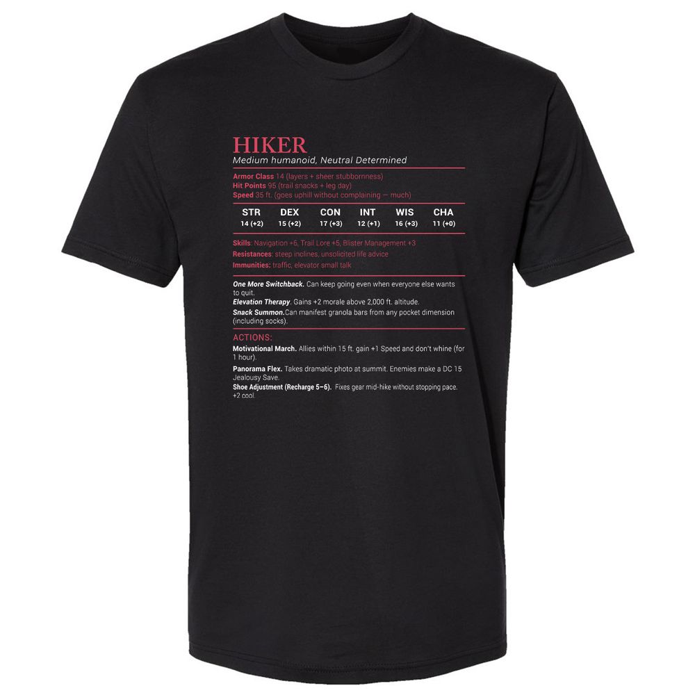 Hiker Stats Premium Unisex T-Shirt - Black - 1