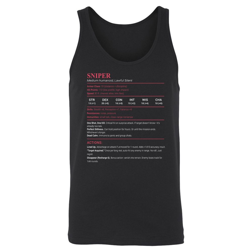 Sniper Stats Unisex Jersey Tank - Black - 1