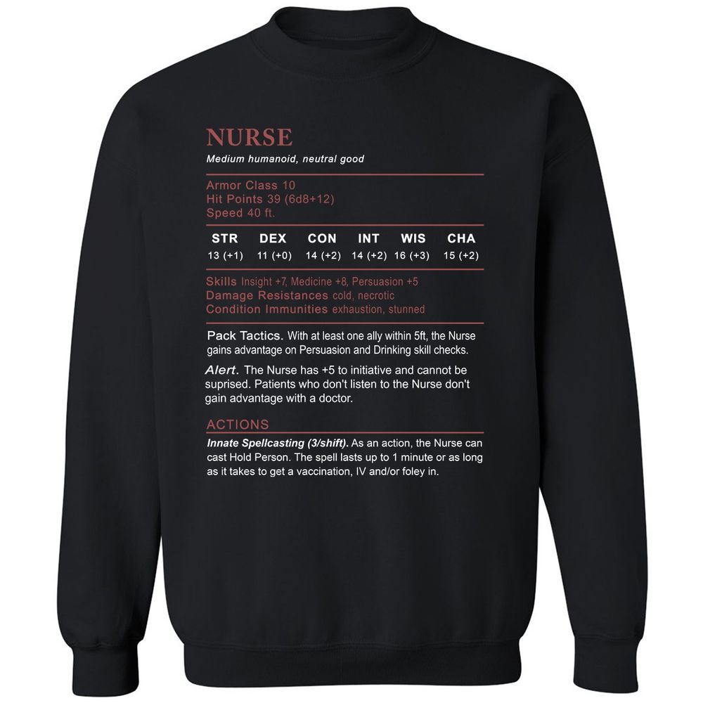 Nurse Stats 2 Classic Unisex Sweatshirt - Black - 1