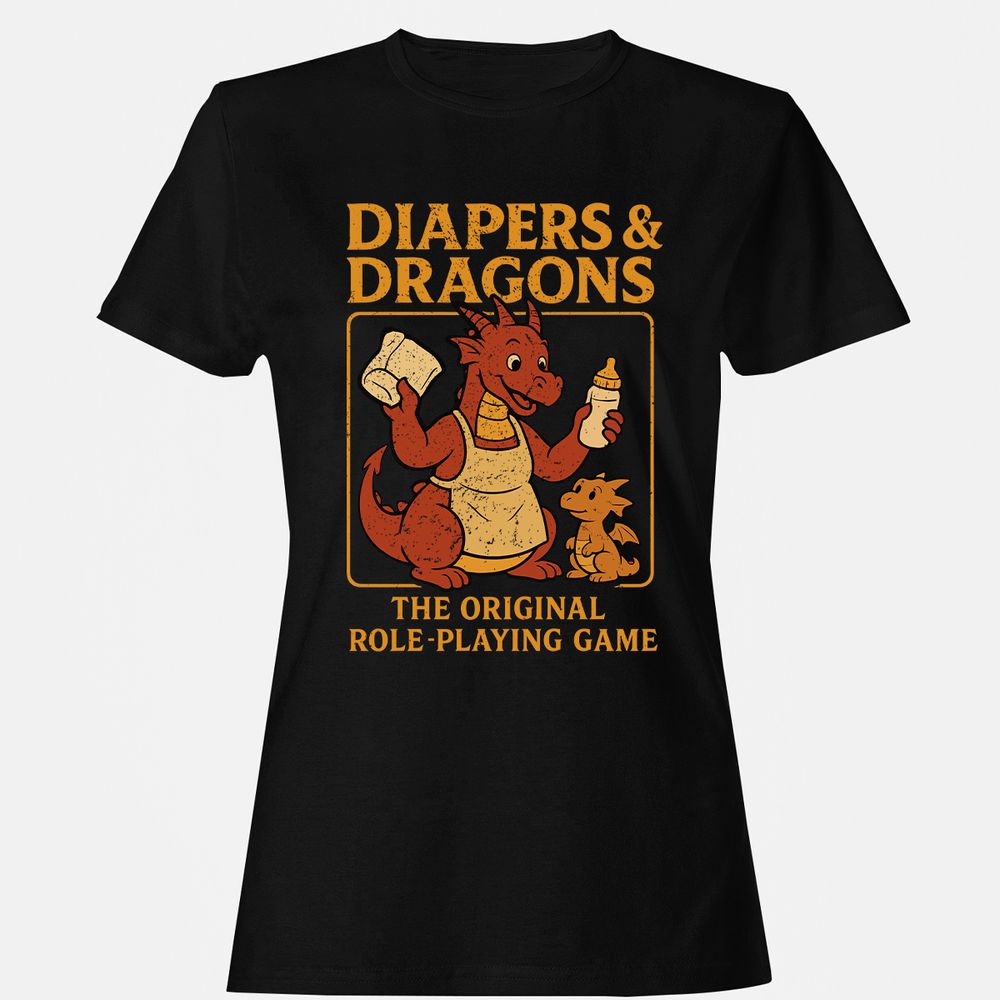 Diapers & Dragons Women's T-Shirt - Black - 1