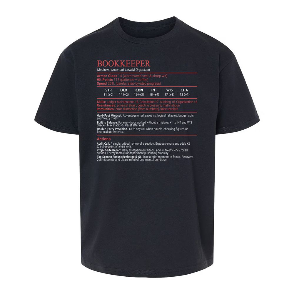 Bookkeepper Stats Block - Black - 1