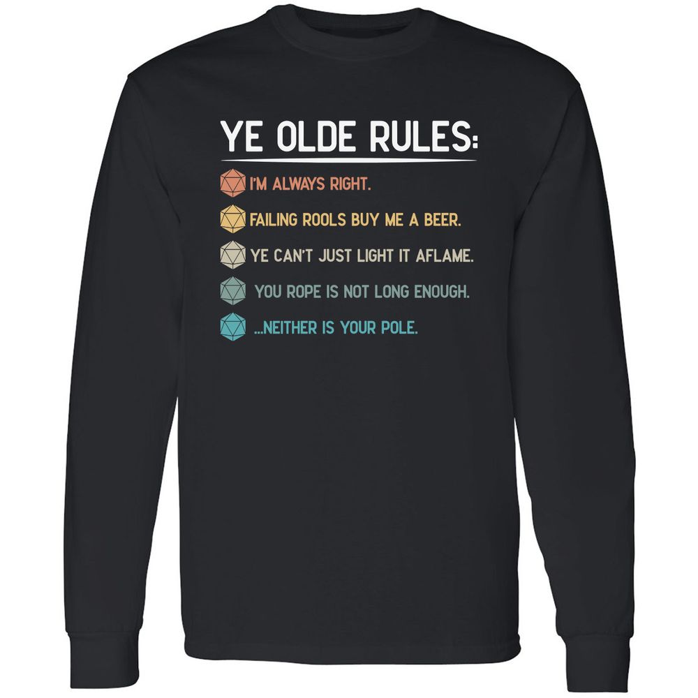 Dungeon Master Rules – Ye Olde RPG Long Sleeve T-Shirt - Black - 1