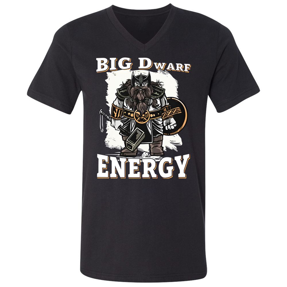 Big Dwarf Energy Unisex V-Neck T-Shirt - Black - 1