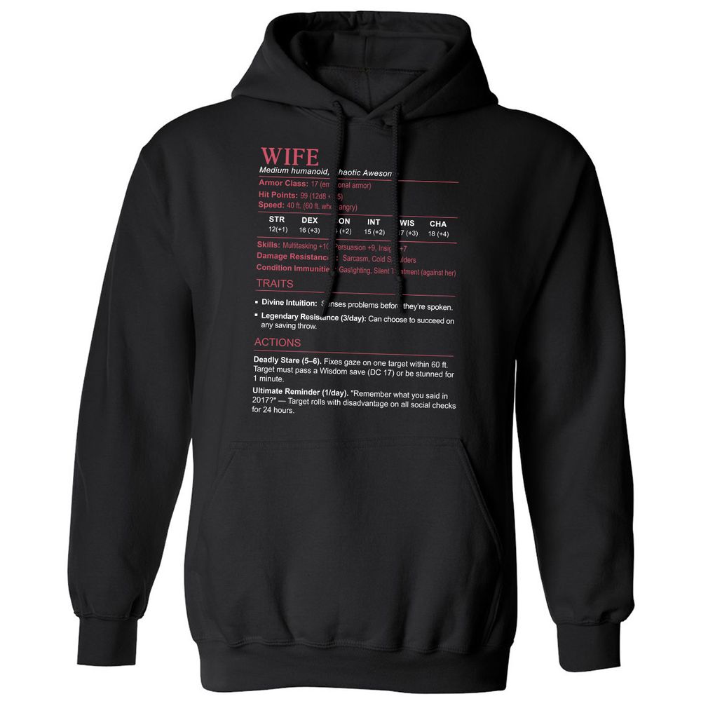 Wife Stats Classic Unisex Hoodie - Black - 1