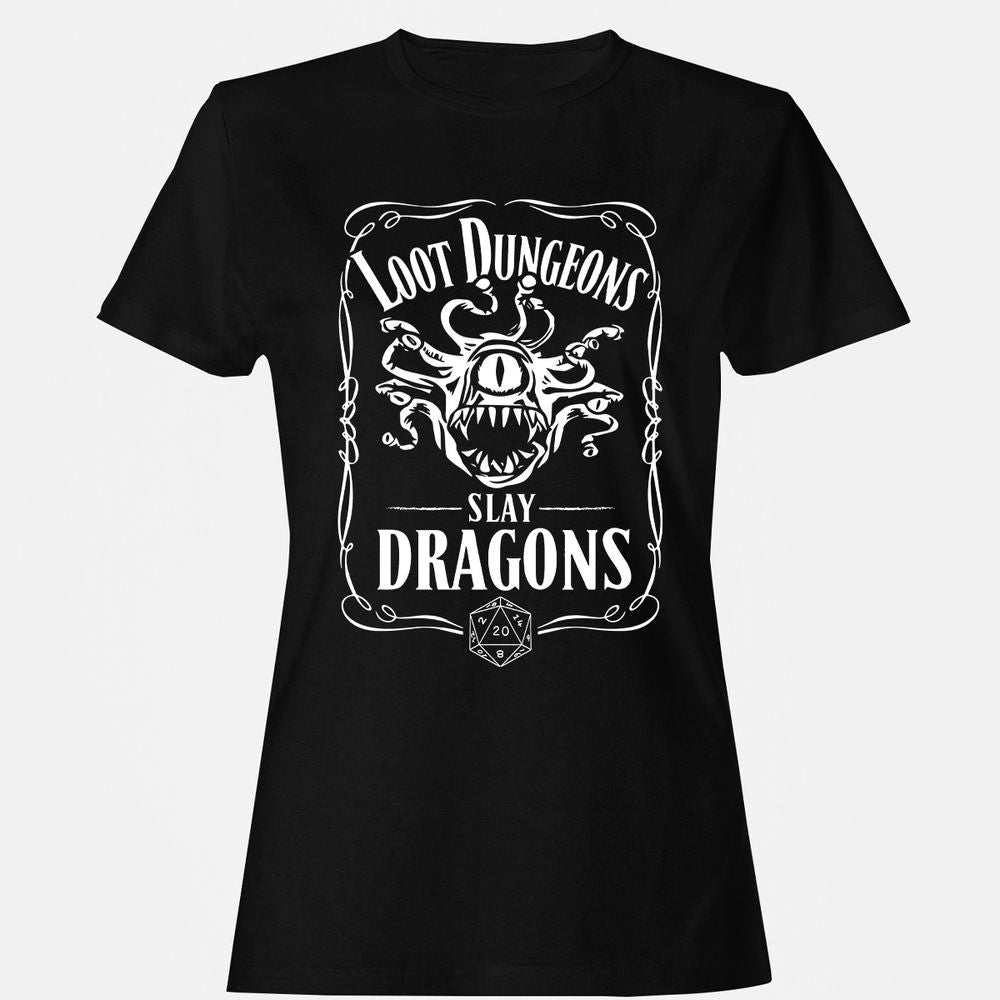 Loot Dungeon Slay Dragons Women's T-Shirt - Black - 1
