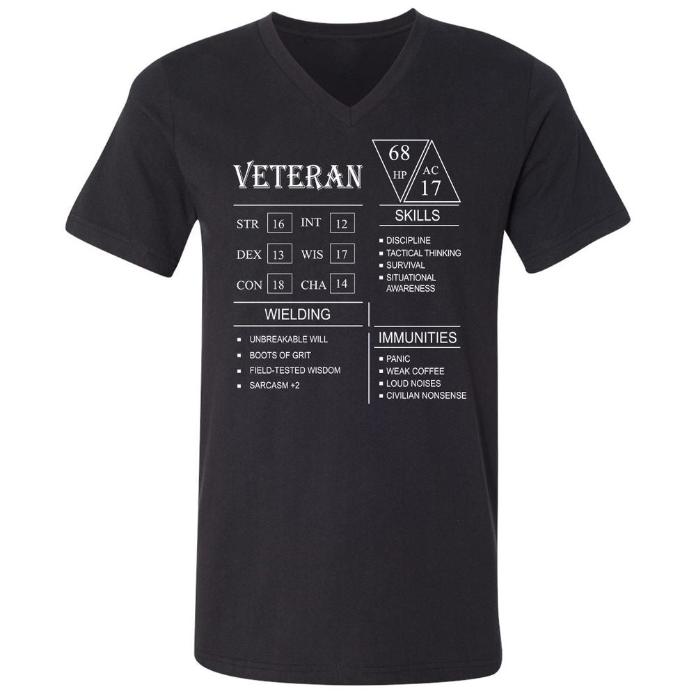 Veteran New Unisex V-Neck T-Shirt - Black - 1