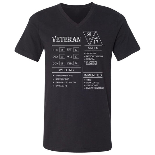 Veteran New Unisex V-Neck T-Shirt - Black - 1
