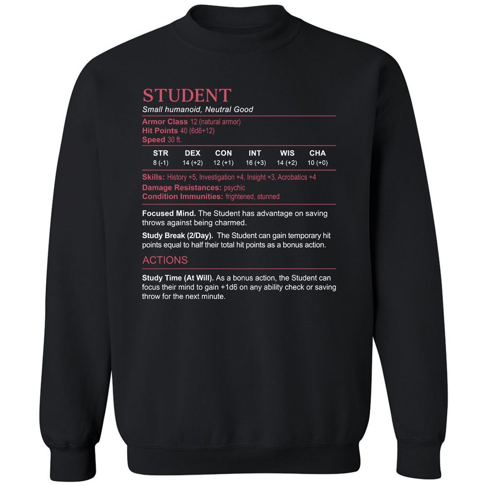 Student Stats Classic Unisex Sweatshirt - Black - 1
