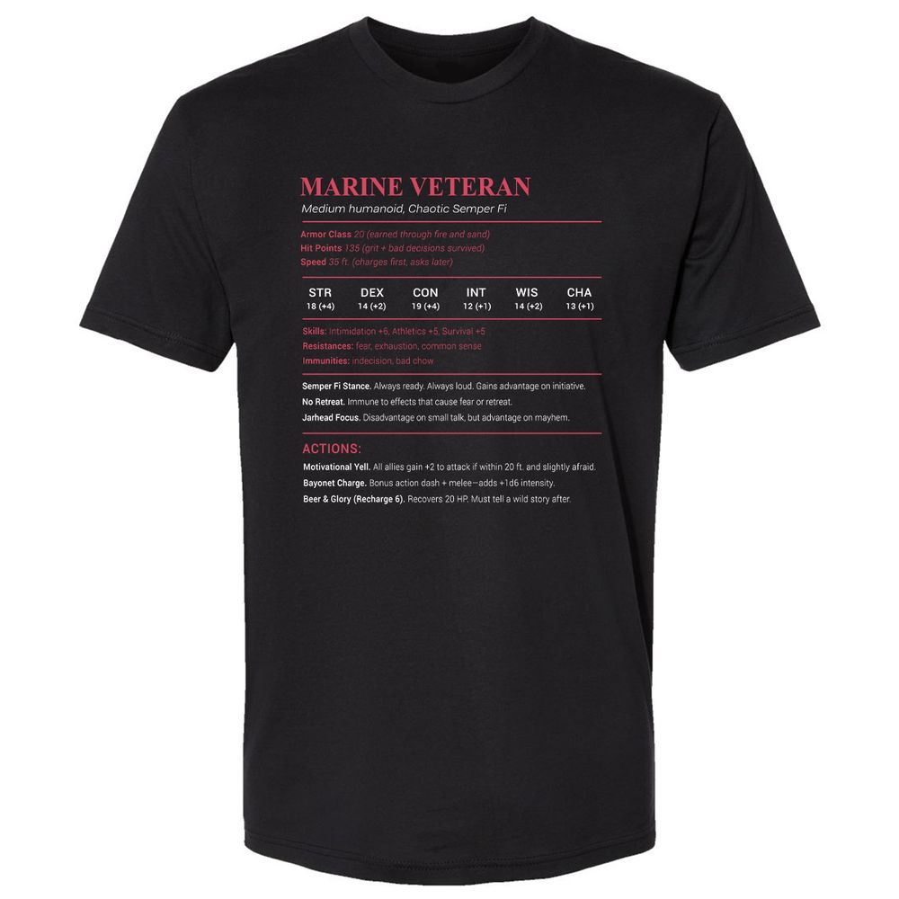 Marine Veteran Premium Unisex T-Shirt - Black - 1