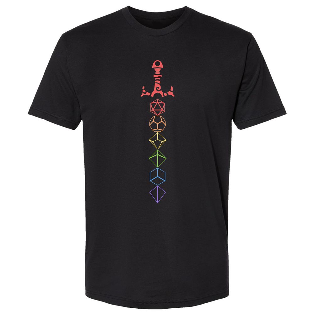 Rainbow Dice Sword LGBT Premium Unisex T-Shirt - Black - 1