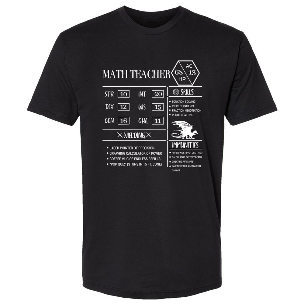 Math Teacher New Premium Unisex T-Shirt - Black - 1