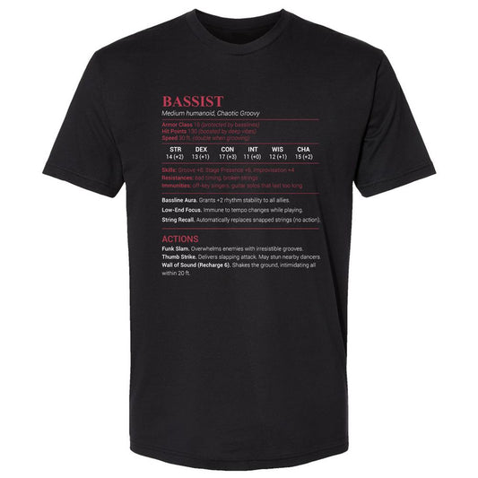 Bassist Stats Premium Unisex T-Shirt - Black - 1