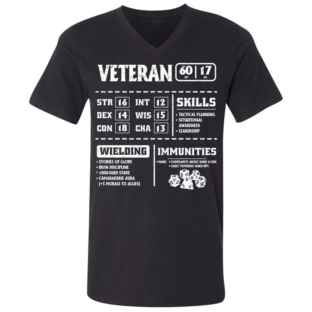 Veteran New Ver. Unisex V-Neck T-Shirt - Black - 1
