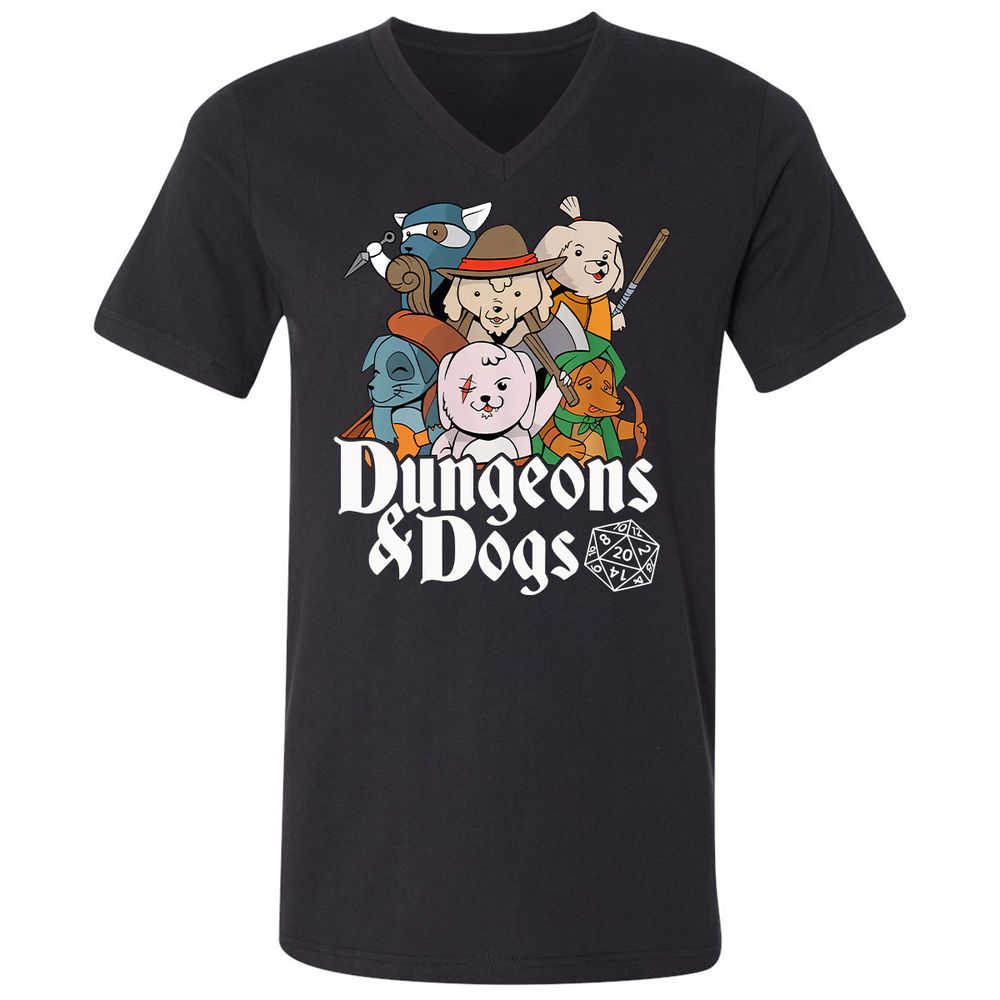 Dungeons & Dogs Unisex V-Neck T-Shirt - Black - 1
