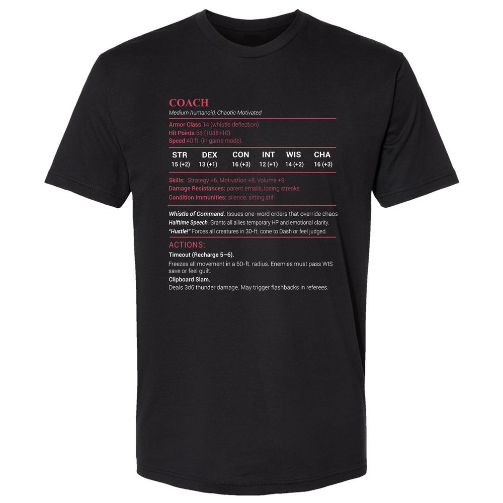 Coach Stats Premium Unisex T-Shirt - Black - 1