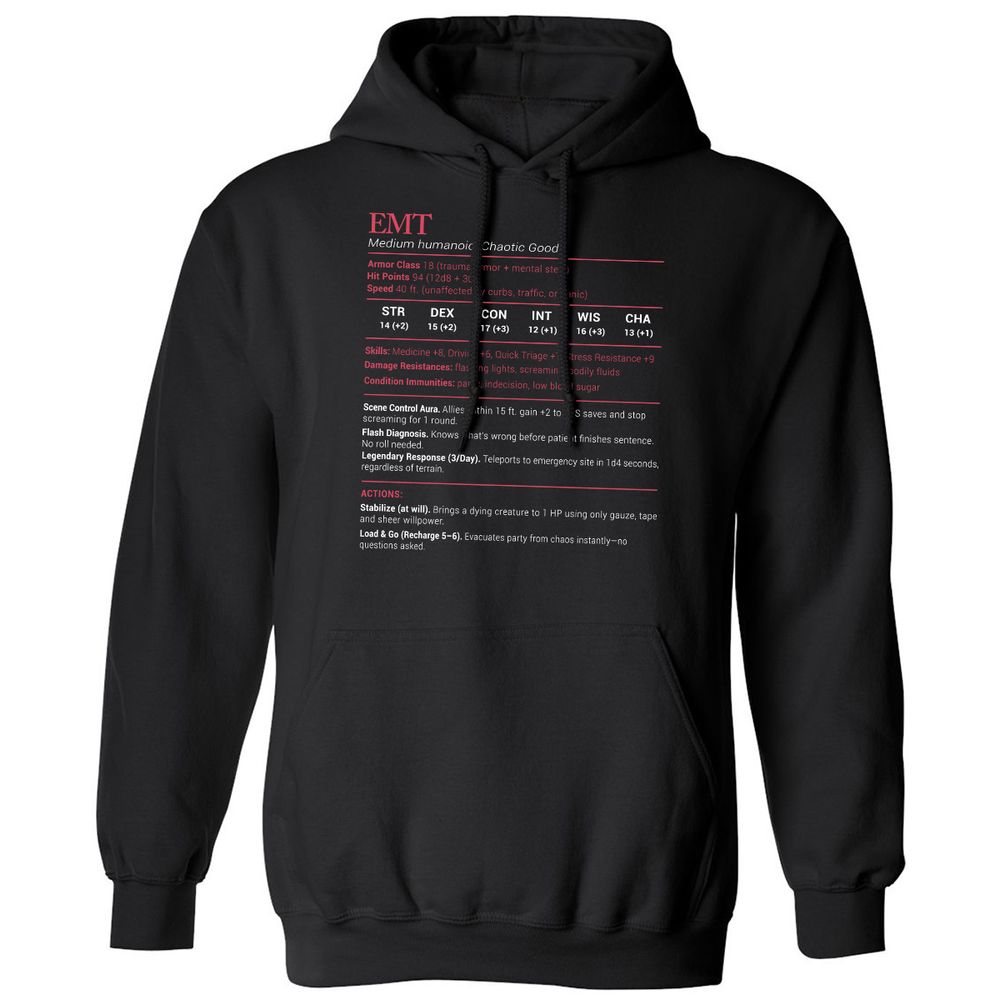 EMT Stats Classic Unisex Hoodie - Black - 1