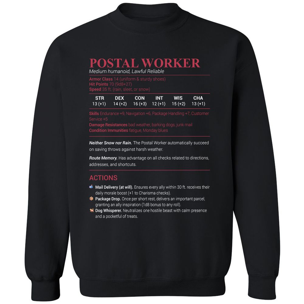 Postal Worker Classic Unisex Sweatshirt - Black - 1