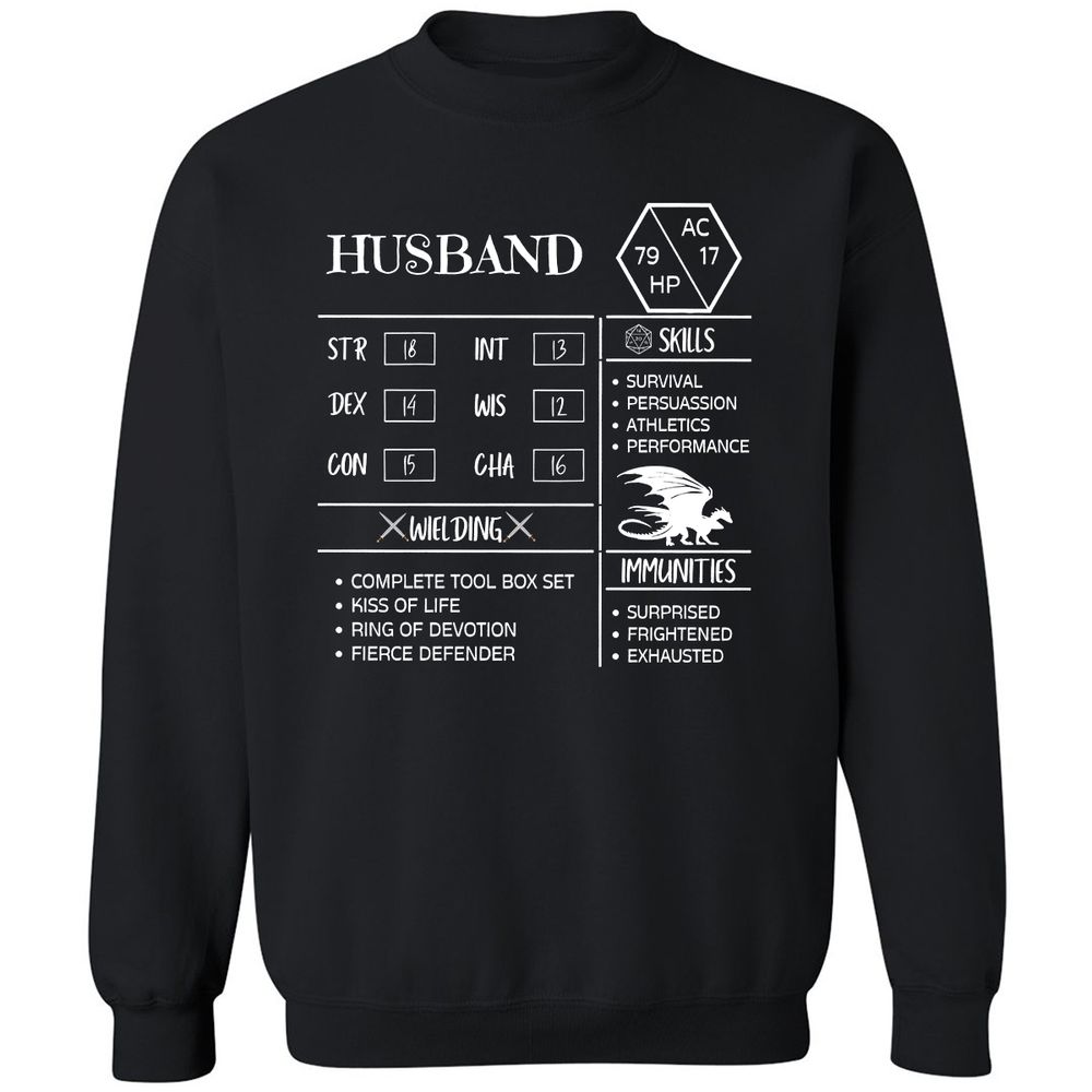 Husband Stats 2 Classic Unisex Sweatshirt - Black - 1