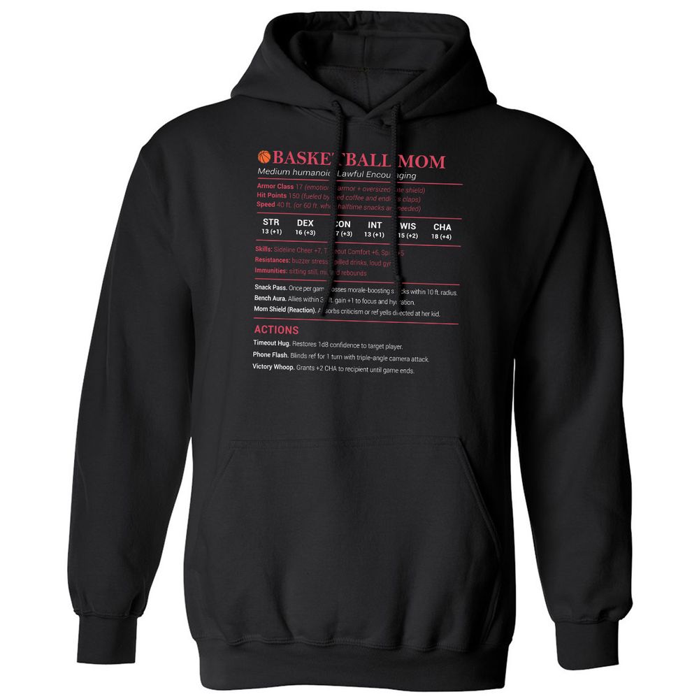 Basketball Mom Classic Unisex Hoodie - Black - 1