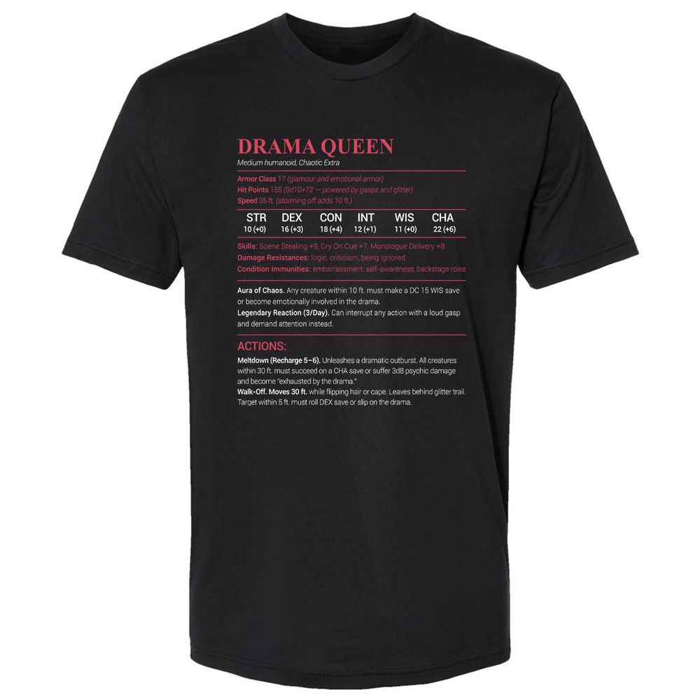 Drama Queen Premium Unisex T-Shirt - Black - 1