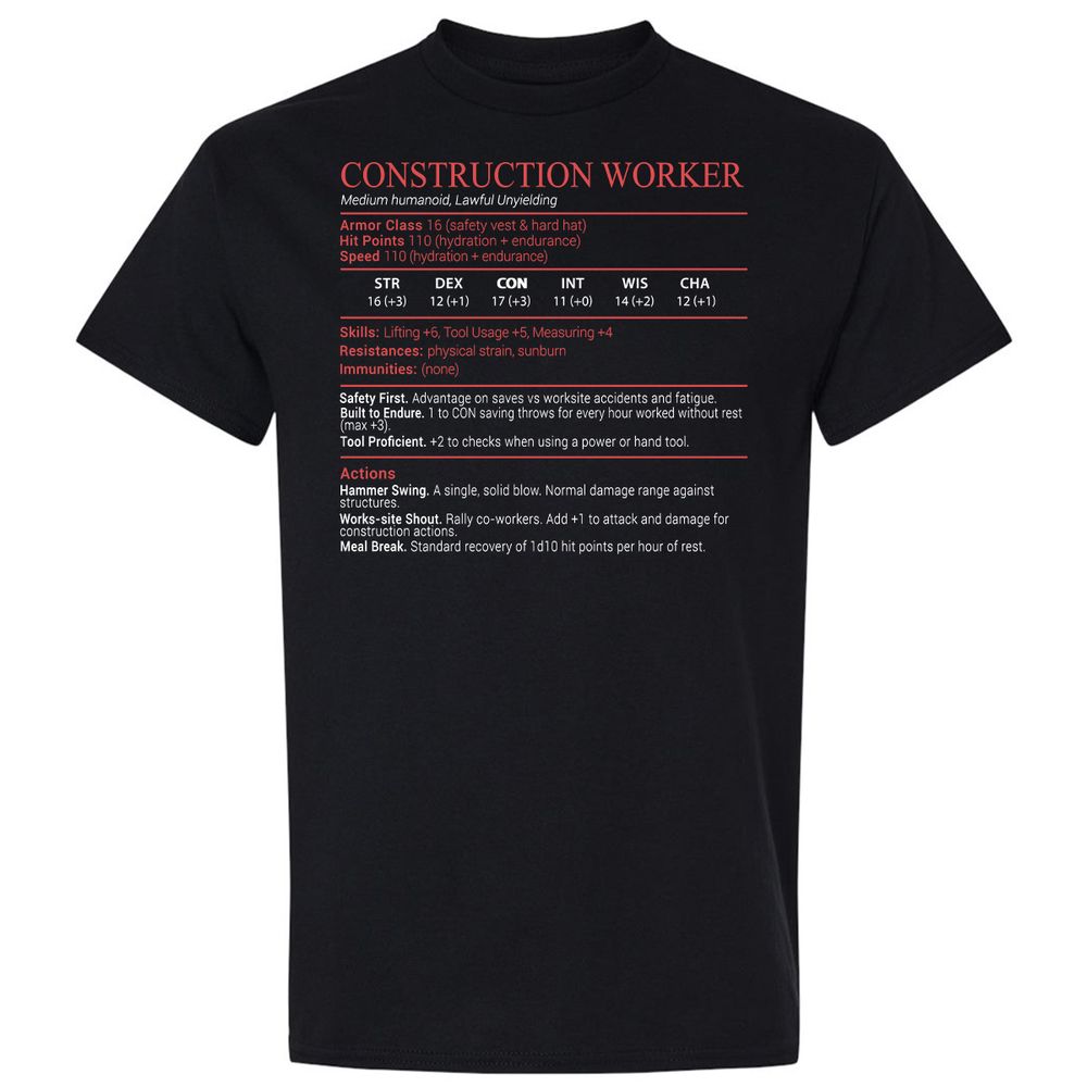 Construction Worker Stats Block - Black - 1