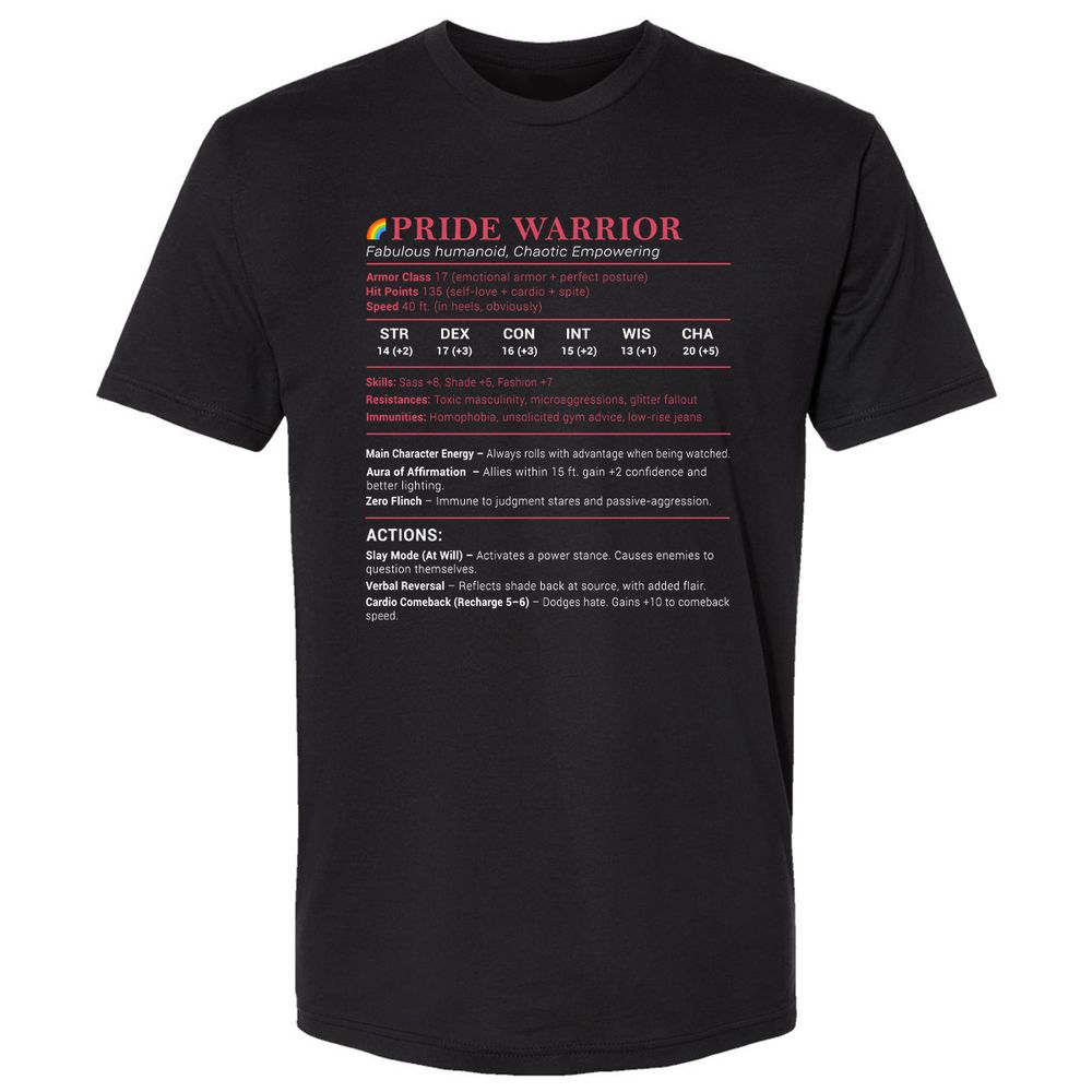 Pride Warrior Stats Premium Unisex T-Shirt - Black - 1