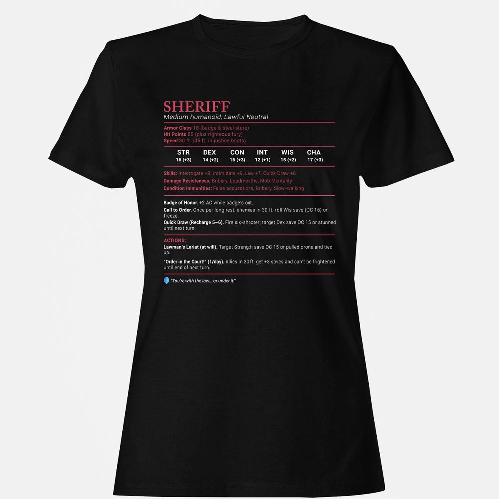 Sheriff Stats Women's T-Shirt - Black - 1