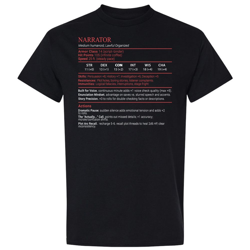 Narrator Stats Block - Black - 1