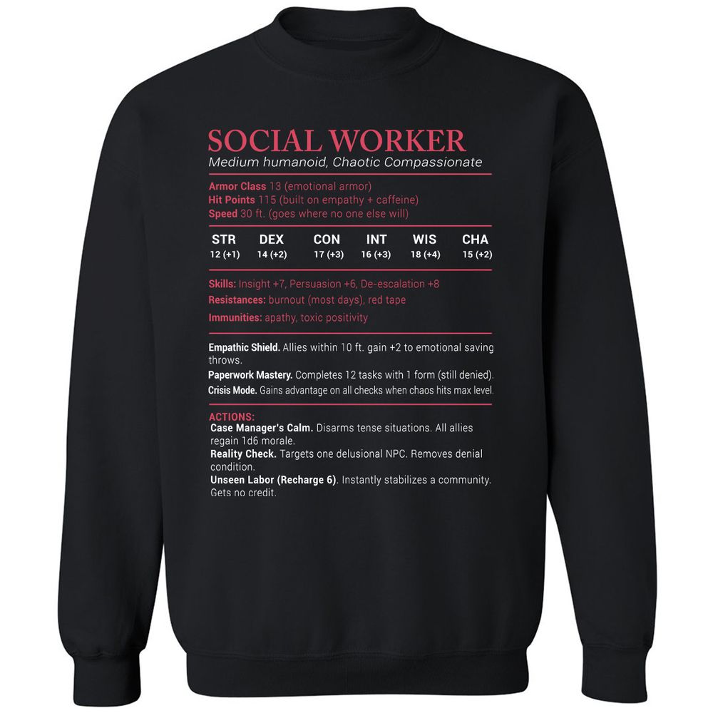 Social Worker Stats Classic Unisex Sweatshirt - Black - 1