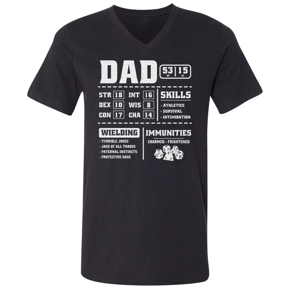 Dad Stat Block 2 Unisex V-Neck T-Shirt - Black - 1