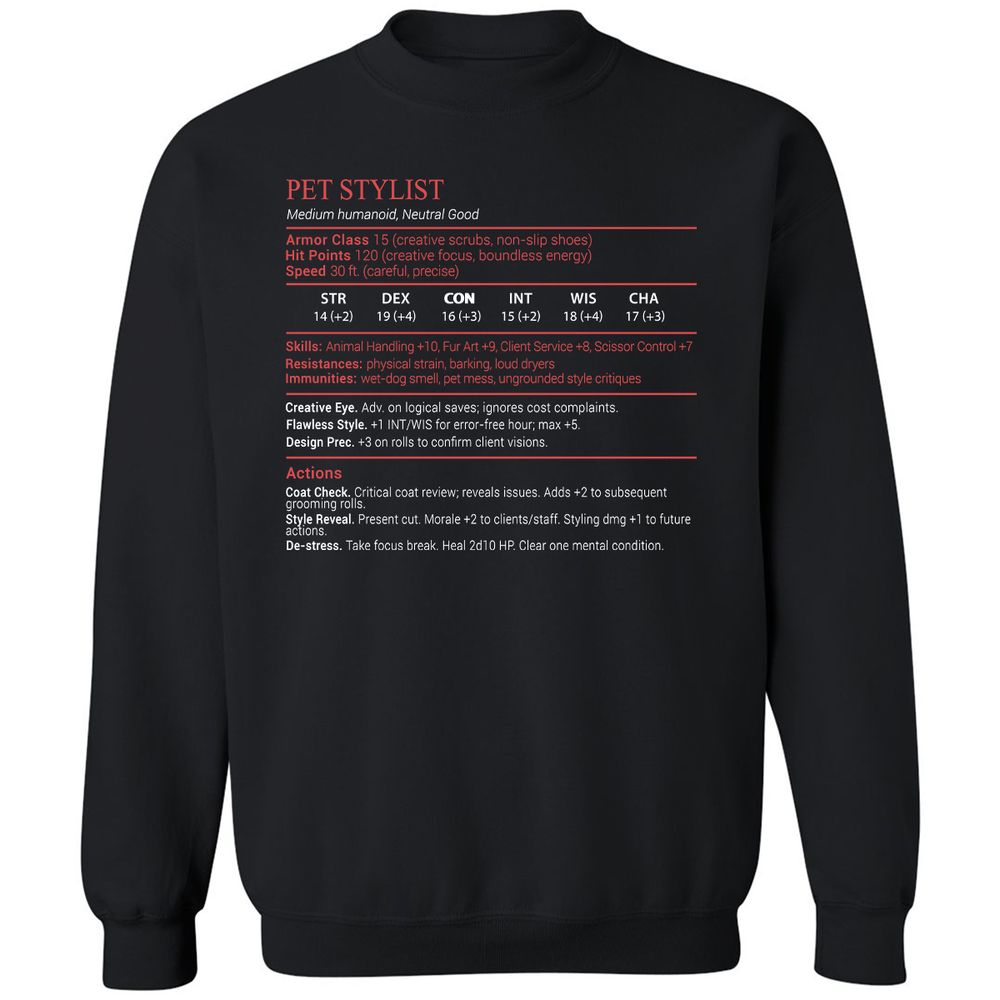 Pet Stylist Stats Block - Black - 1