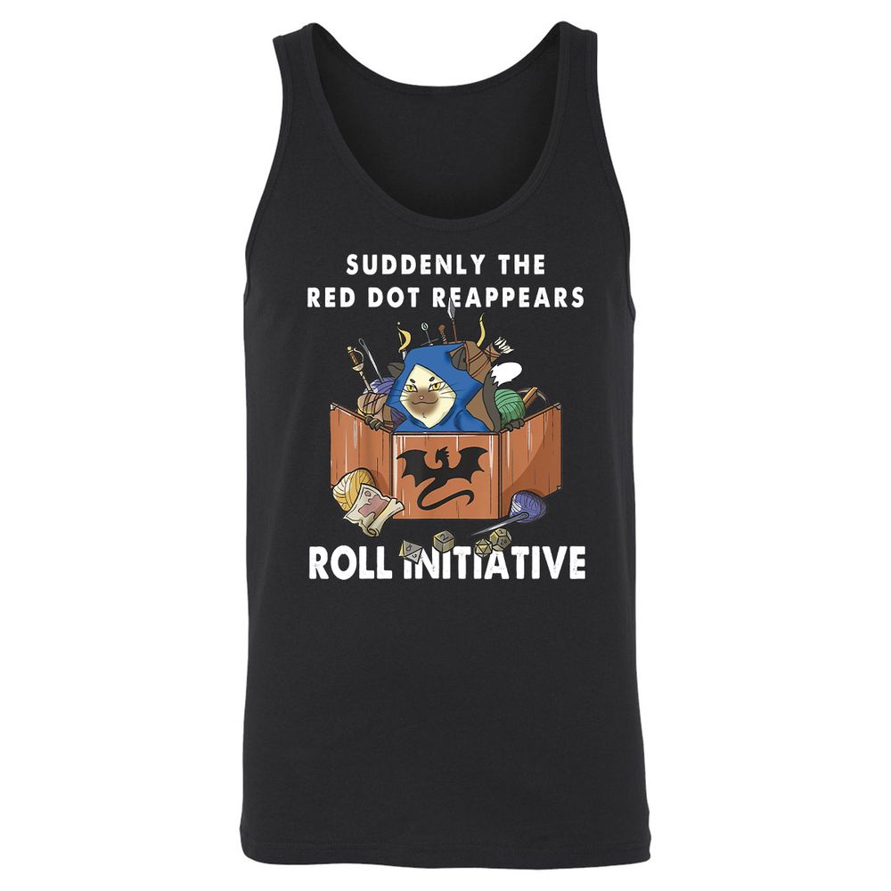 Suddenly The Red Dot Reappears Roll Initiative Unisex Jersey Tank - Black - 1