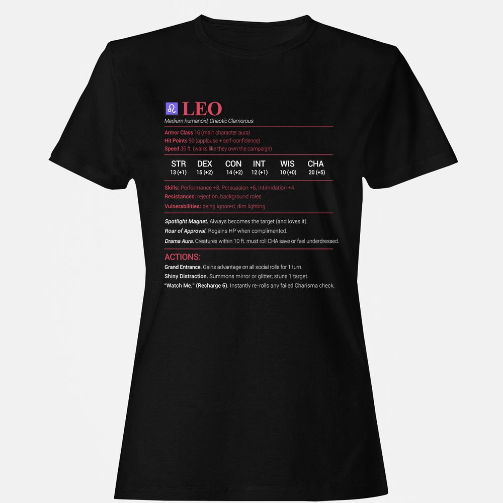 Leo Stats Women's T-Shirt - Black - 1