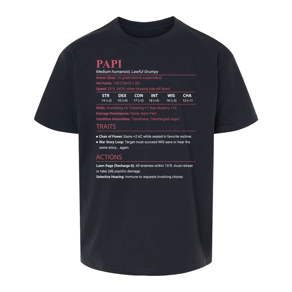 Papi Stats Kids T-Shirt - Black - 1
