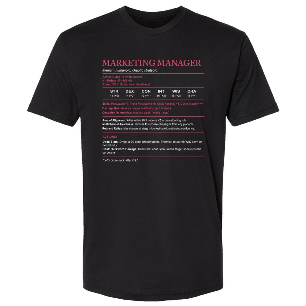 Marketing Manager Stats Premium Unisex T-Shirt - Black - 1