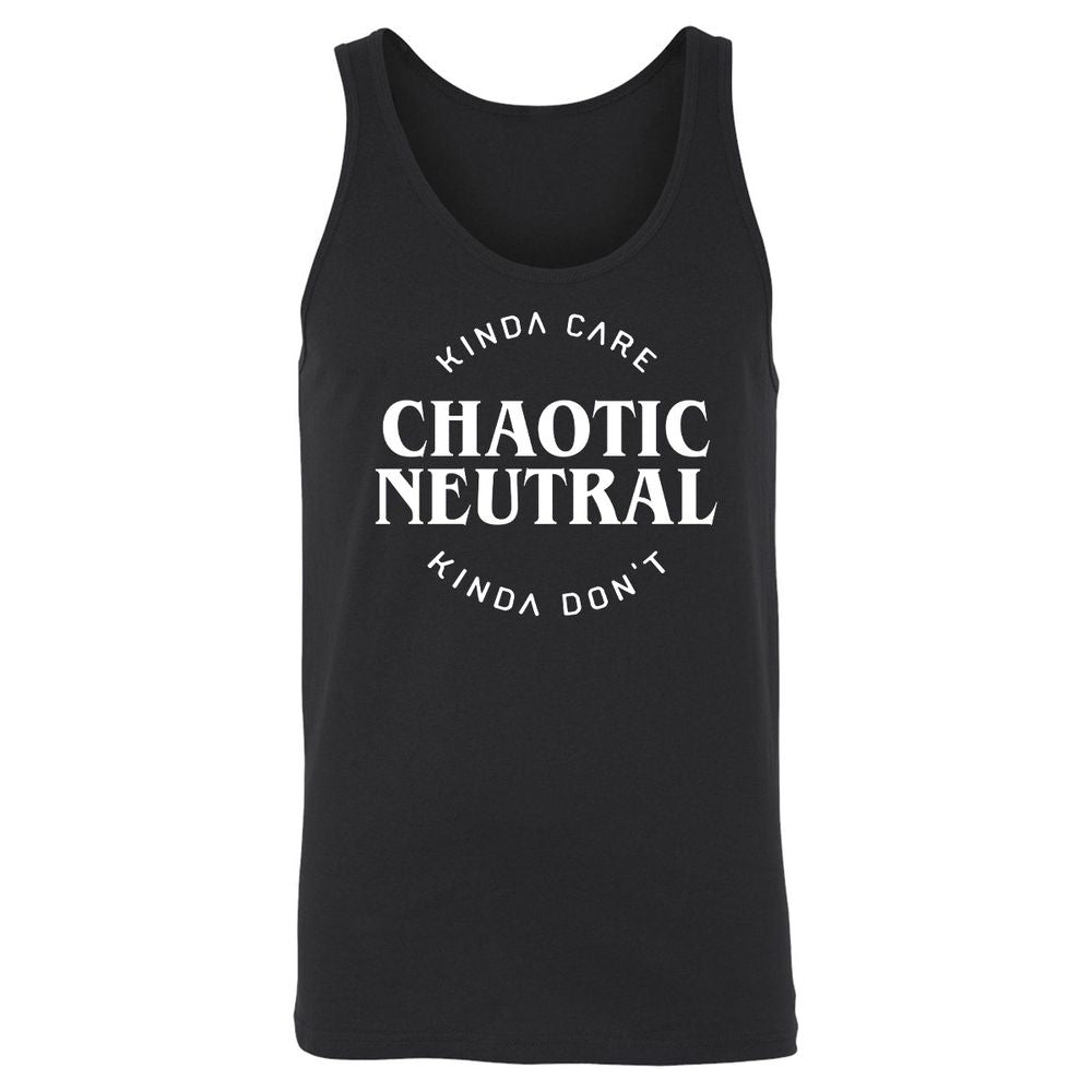 Chaotic Neutral Alignment Kinda Care Kinda Don't Unisex Jersey Tank - Black - 1