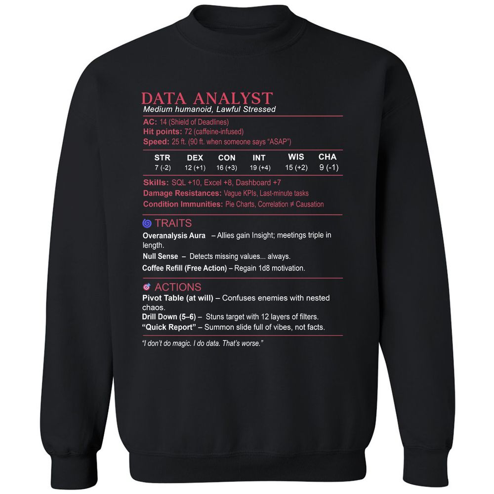 Data Analyst Stats Classic Unisex Sweatshirt - Black - 1