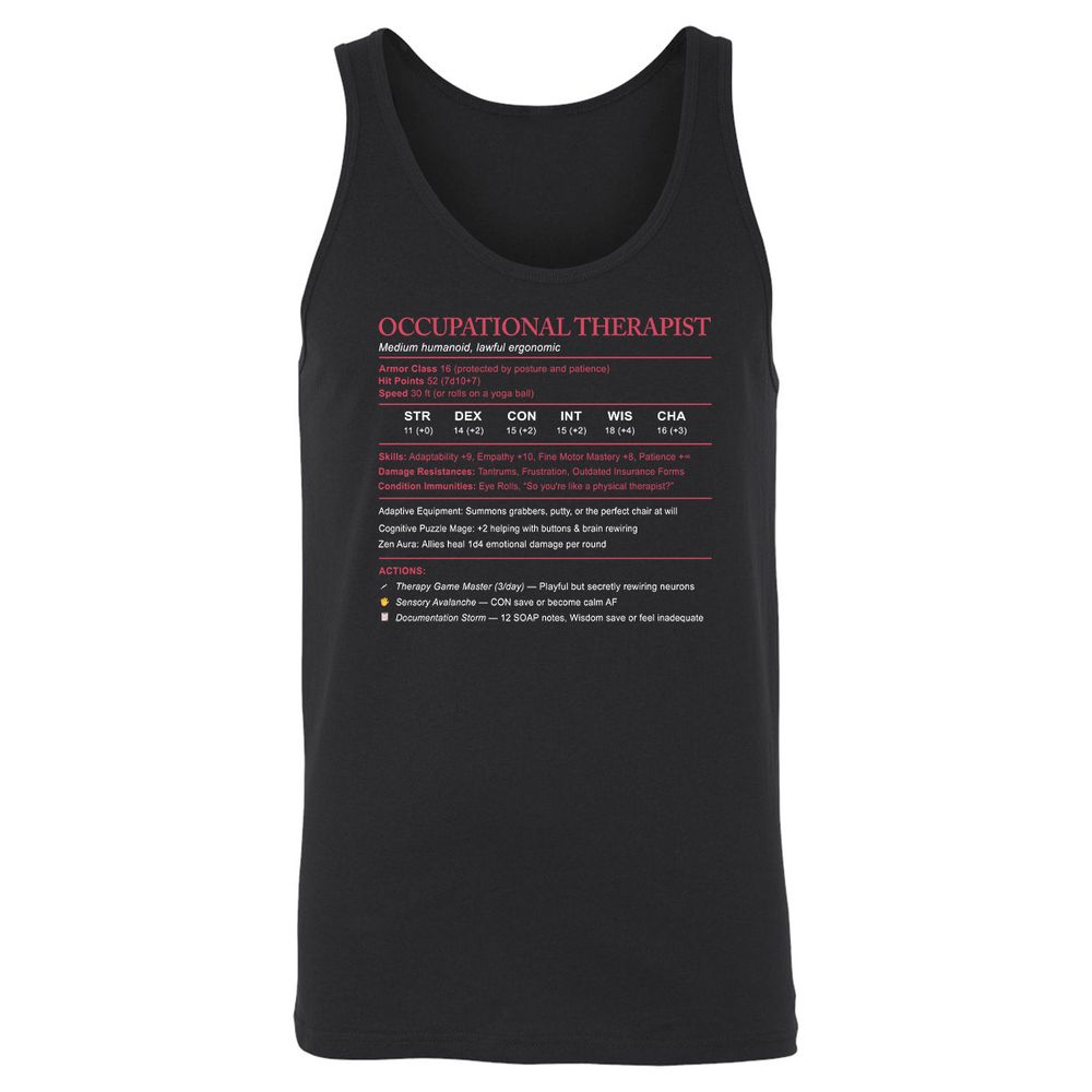 Occupational Therapist Stats Unisex Jersey Tank - Black - 1
