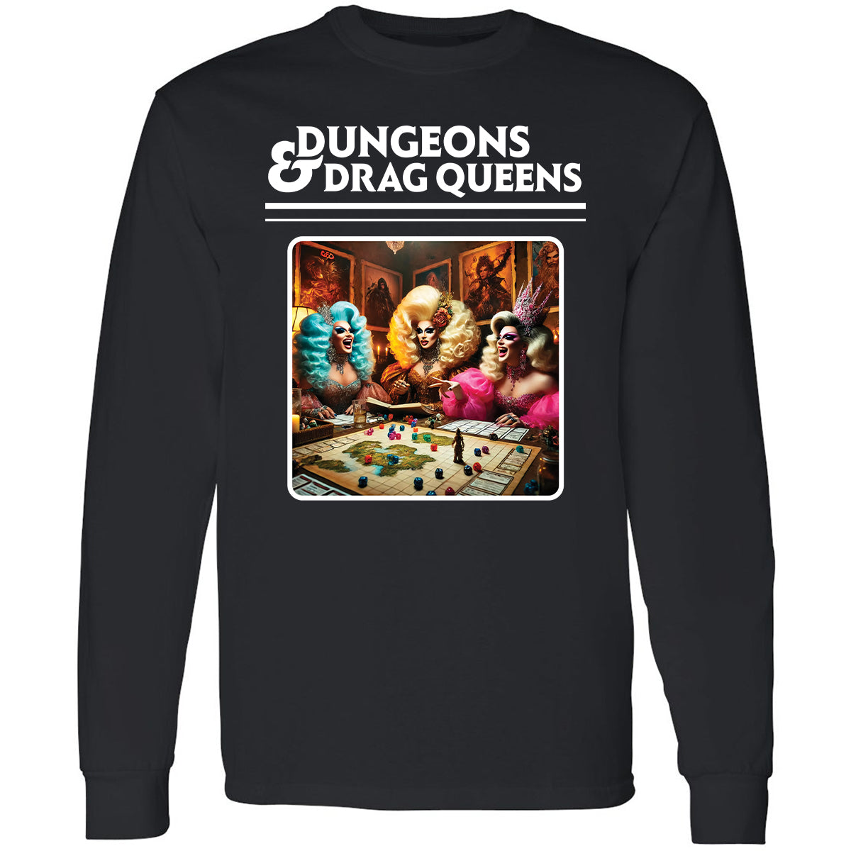 Dungeons & Drag Queens Long Sleeve T-Shirt - Black - 1