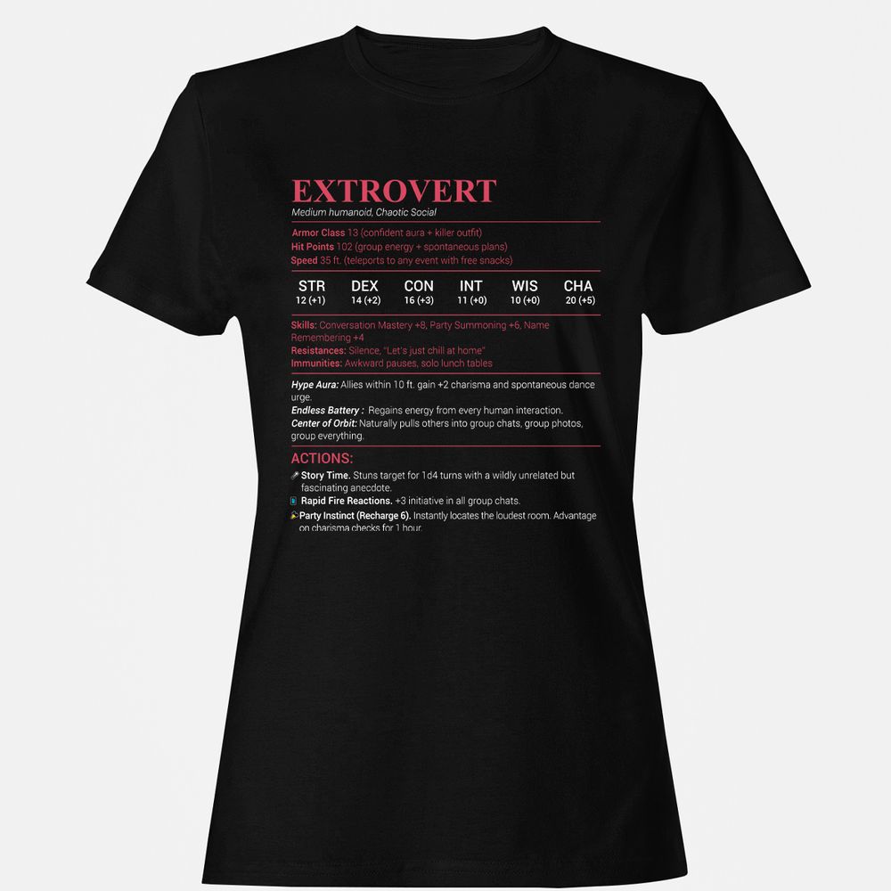 Extrovert Stats Women's T-Shirt - Black - 1