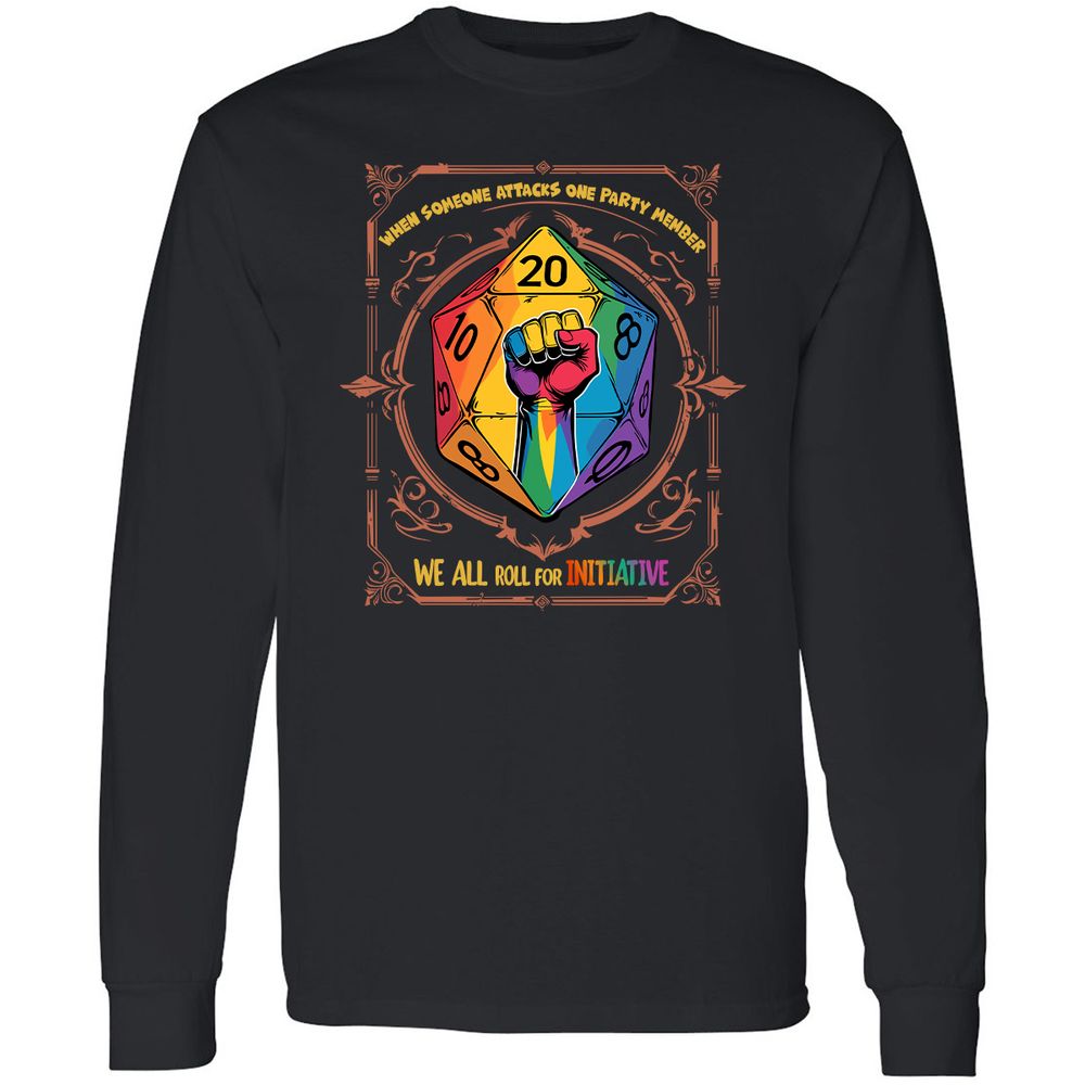 Roll For Initiative Long Sleeve T-Shirt - Black - 1