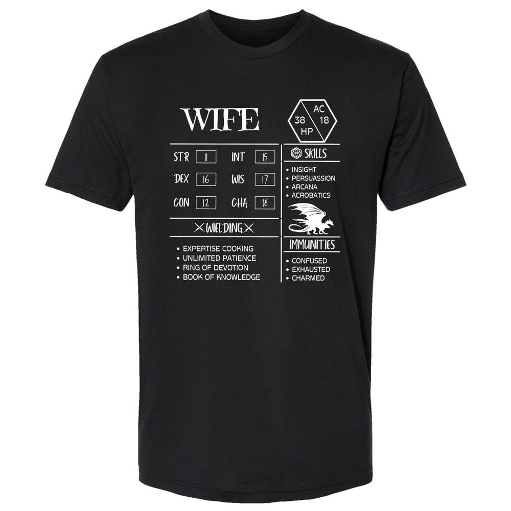 Wife Stats 2 Premium Unisex T-Shirt - Black - 1
