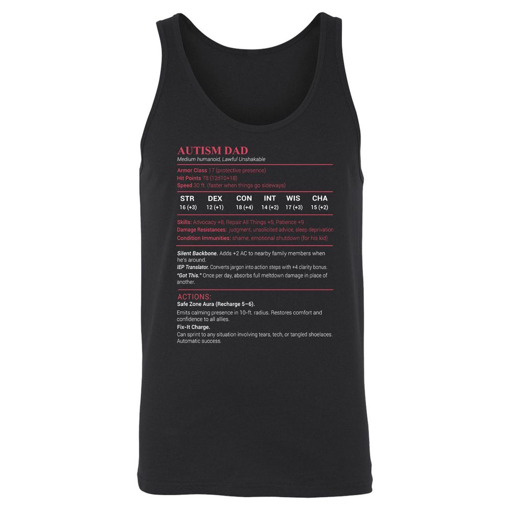 Autism Dad Unisex Jersey Tank - Black - 1