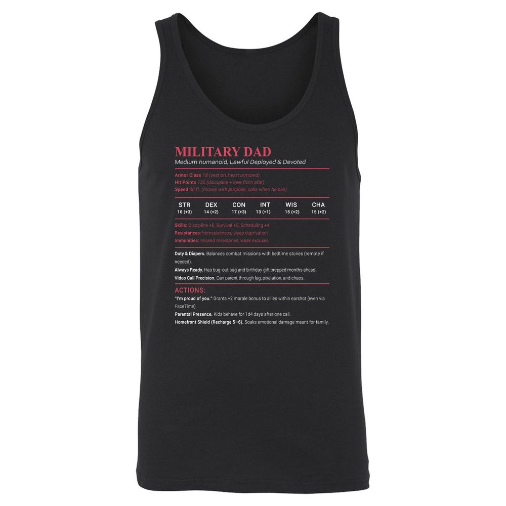 Military Dad Unisex Jersey Tank - Black - 1