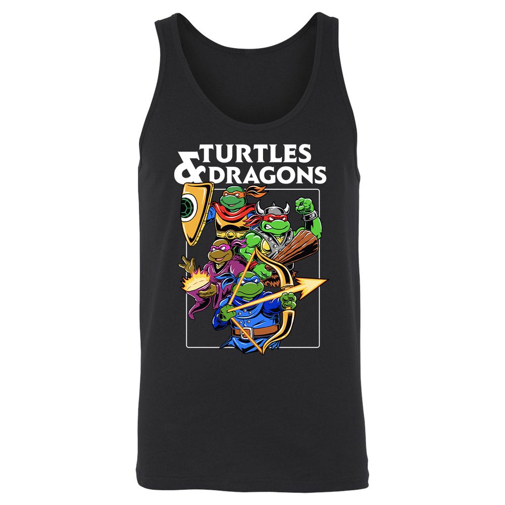 Turtles & Dragons Unisex Jersey Tank - Black - 1